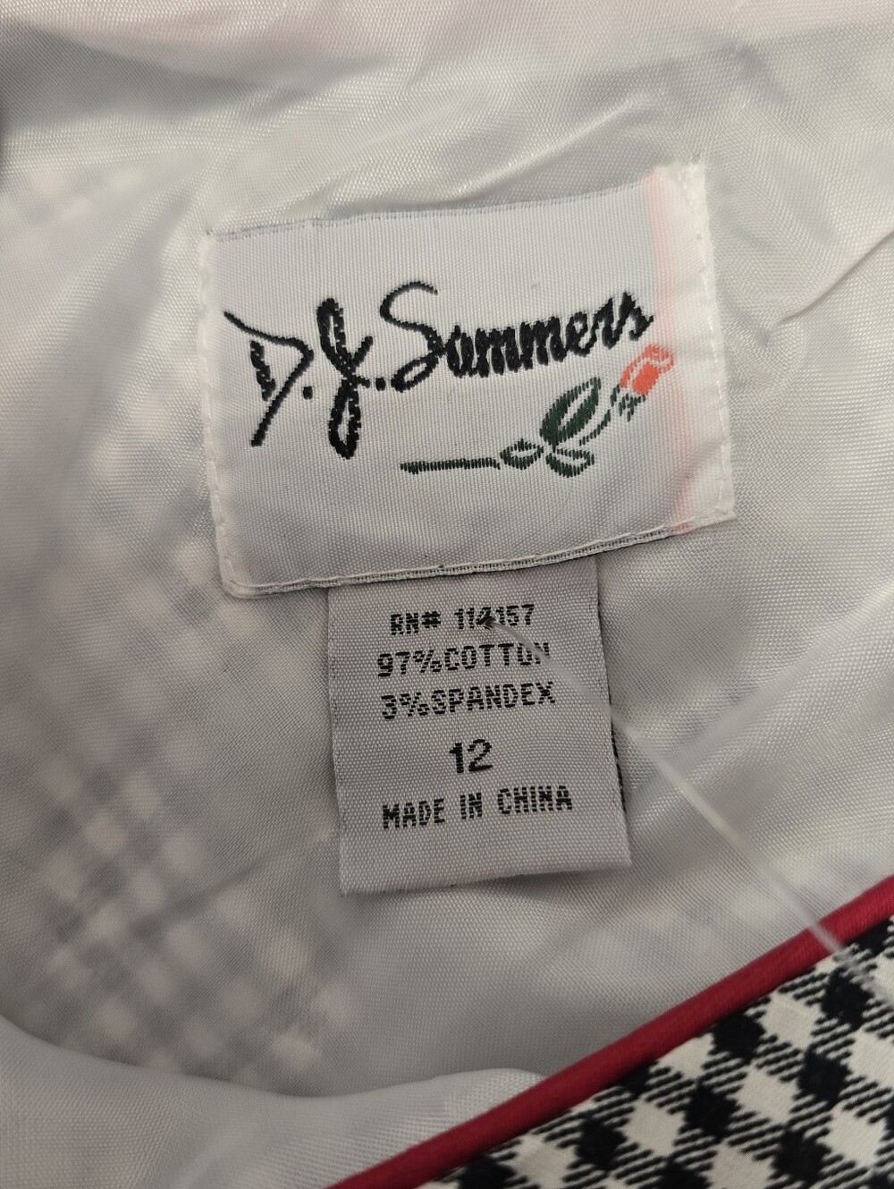 D.J. Summers Gingham Dress with Red Trim - Black and White, size 12 - Picture 3 of 7